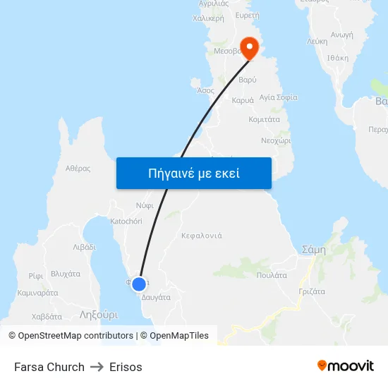 Farsa Church to Erisos map
