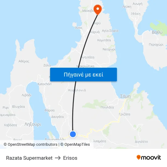Razata Supermarket to Erisos map