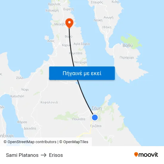 Sami Platanos to Erisos map