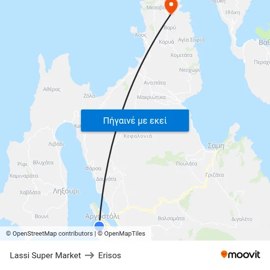 Lassi Super Market to Erisos map