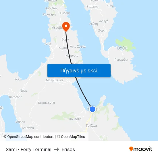 Sami - Ferry Terminal to Erisos map