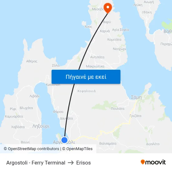 Argostoli - Ferry Terminal to Erisos map