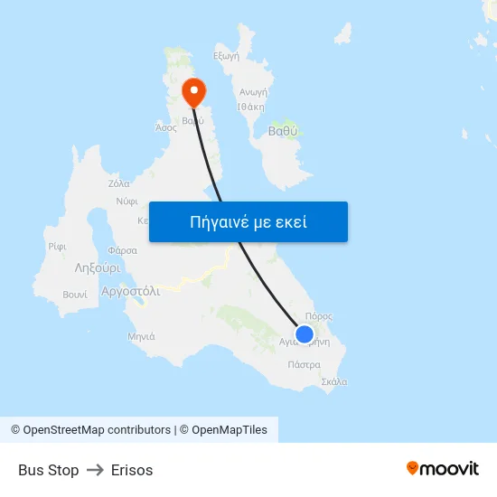 Bus Stop to Erisos map