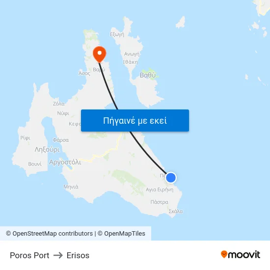 Poros Port to Erisos map