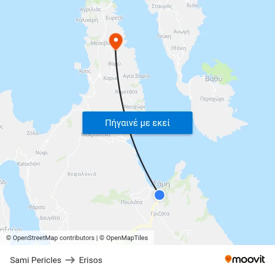 Sami Pericles to Erisos map