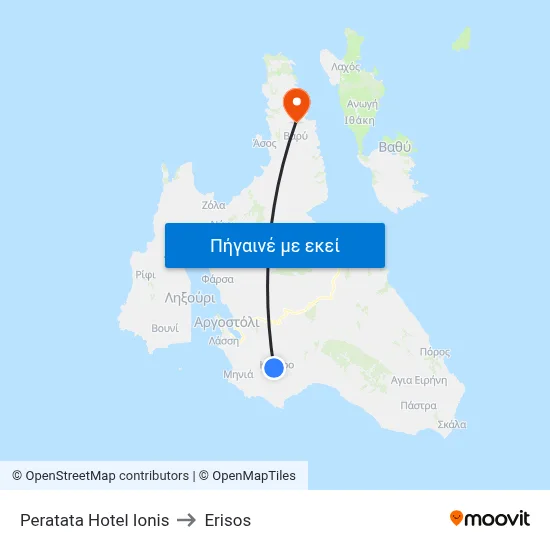 Peratata Hotel Ionis to Erisos map
