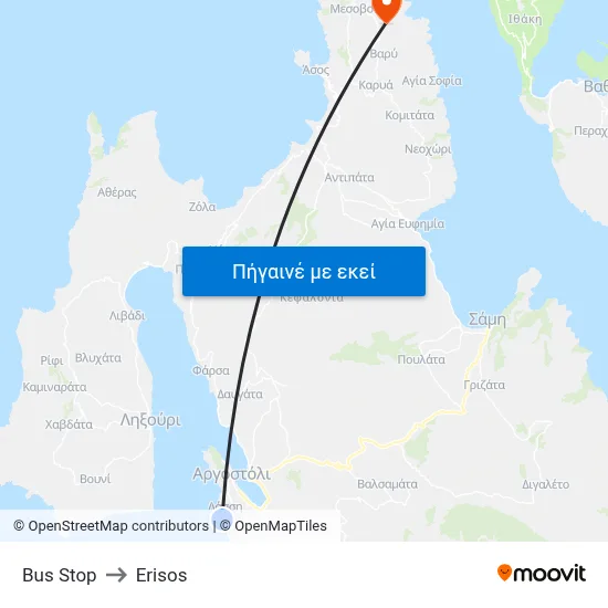 Bus Stop to Erisos map
