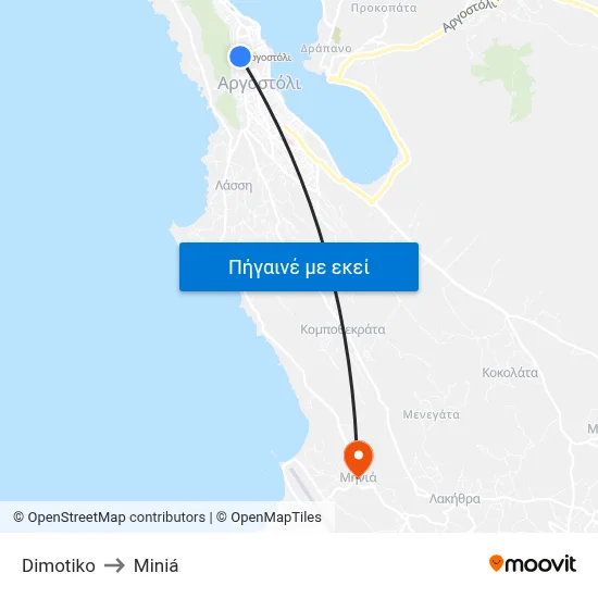 Dimotiko to Miniá map