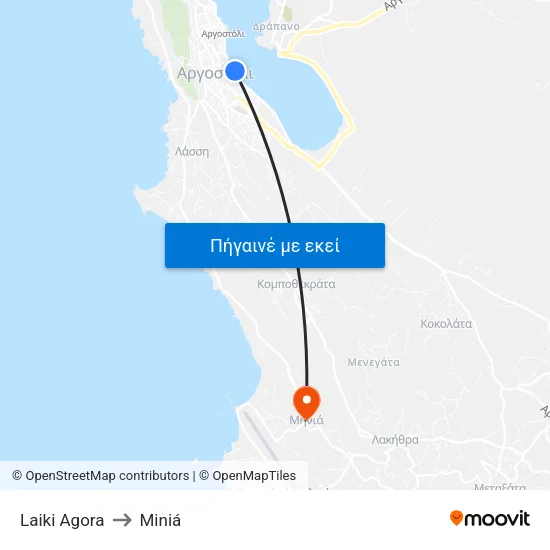 Laiki Agora to Miniá map