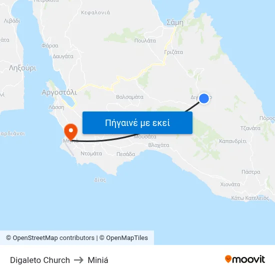 Digaleto Church to Miniá map