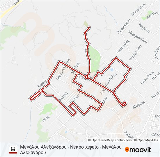 Χάρτης Γραμμής ΤΑΚΤΙΚΌ ΔΡΟΜΟΛΌΓΙΟ λεωφορείο