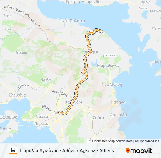 ΑΘΉΝΑ - ΆΓ. ΑΠΌΣΤΟΛΟΙ / ATHENS - AG. APOSTOLI Bus Line Map