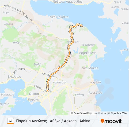 Χάρτης Γραμμής ΑΘΉΝΑ - ΆΓ. ΑΠΌΣΤΟΛΟΙ / ATHENS - AG. APOSTOLI λεωφορείο