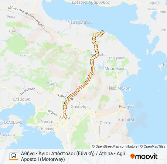 ΑΘΉΝΑ - ΆΓ. ΑΠΌΣΤΟΛΟΙ / ATHENS - AG. APOSTOLI Bus Line Map