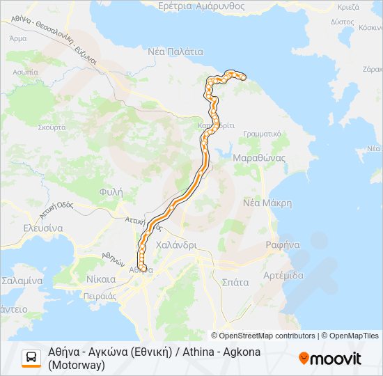 Χάρτης Γραμμής ΑΘΉΝΑ - ΆΓ. ΑΠΌΣΤΟΛΟΙ / ATHENS - AG. APOSTOLI λεωφορείο