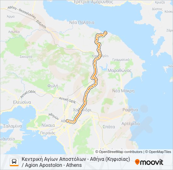 Χάρτης Γραμμής ΑΘΉΝΑ - ΆΓ. ΑΠΌΣΤΟΛΟΙ / ATHENS - AG. APOSTOLI λεωφορείο