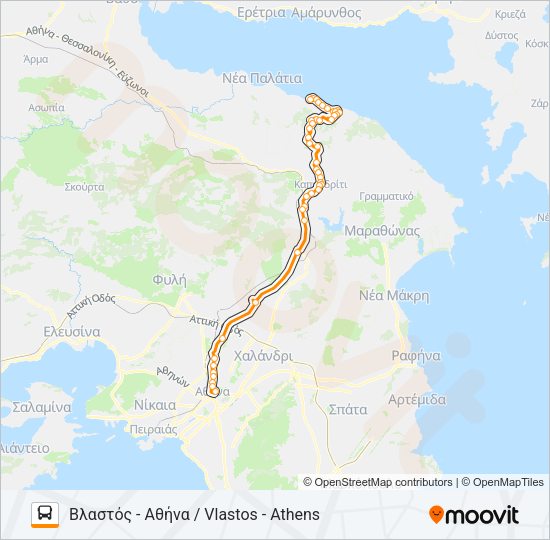 Χάρτης Γραμμής ΑΘΉΝΑ - ΆΓ. ΑΠΌΣΤΟΛΟΙ / ATHENS - AG. APOSTOLI λεωφορείο