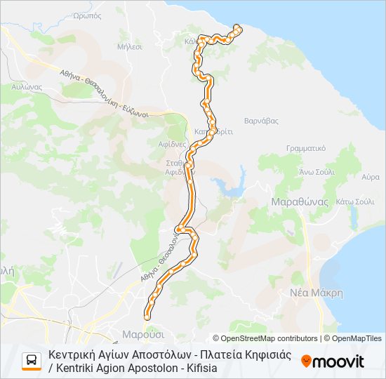 ΑΘΉΝΑ - ΆΓ. ΑΠΌΣΤΟΛΟΙ / ATHENS - AG. APOSTOLI bus Line Map