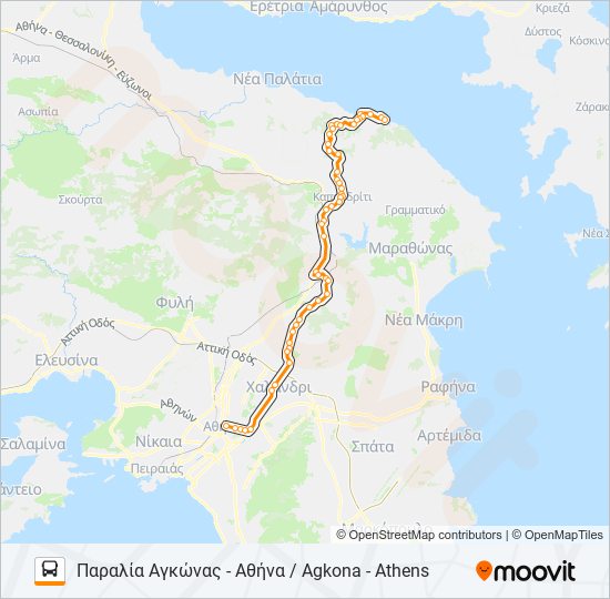 Χάρτης Γραμμής ΑΘΉΝΑ - ΆΓ. ΑΠΌΣΤΟΛΟΙ / ATHENS - AG. APOSTOLI λεωφορείο