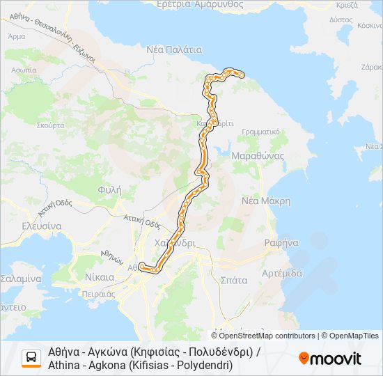 Χάρτης Γραμμής ΑΘΉΝΑ - ΆΓ. ΑΠΌΣΤΟΛΟΙ / ATHENS - AG. APOSTOLI λεωφορείο