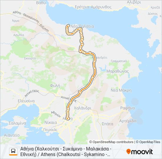 Χάρτης Γραμμής ΑΘΉΝΑ - ΔΉΛΕΣΙ / ATHENS - DILESI λεωφορείο