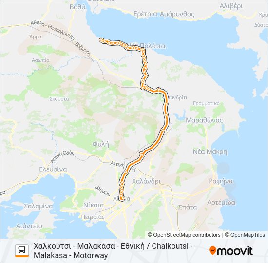 Χάρτης Γραμμής ΑΘΉΝΑ - ΔΉΛΕΣΙ / ATHENS - DILESI λεωφορείο