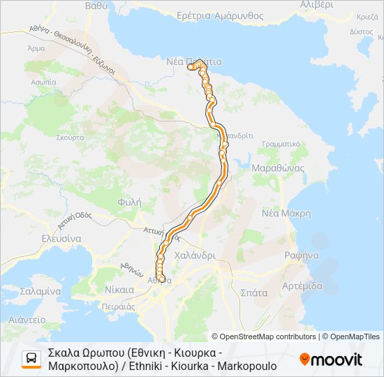Χάρτης Γραμμής ΑΘΉΝΑ - ΔΉΛΕΣΙ / ATHENS - DILESI λεωφορείο