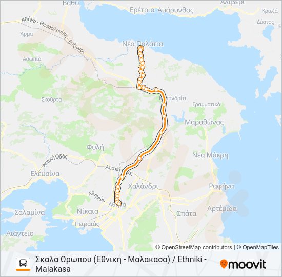 Χάρτης Γραμμής ΑΘΉΝΑ - ΔΉΛΕΣΙ / ATHENS - DILESI λεωφορείο