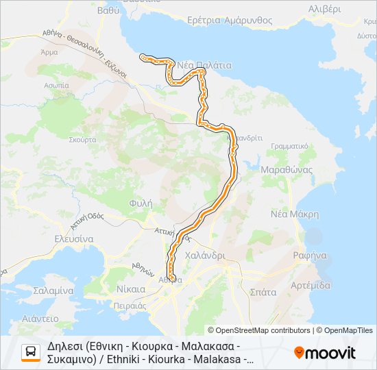 Χάρτης Γραμμής ΑΘΉΝΑ - ΔΉΛΕΣΙ / ATHENS - DILESI λεωφορείο