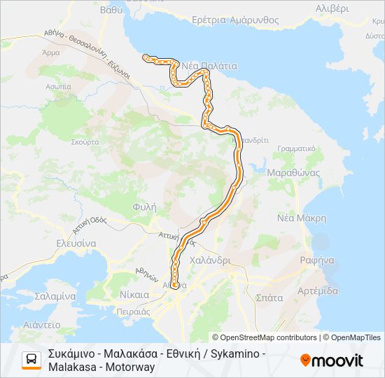 Χάρτης Γραμμής ΑΘΉΝΑ - ΔΉΛΕΣΙ / ATHENS - DILESI λεωφορείο