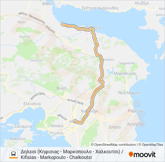 Χάρτης Γραμμής ΑΘΉΝΑ - ΔΉΛΕΣΙ / ATHENS - DILESI λεωφορείο