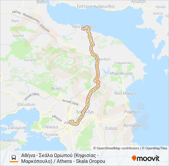 Χάρτης Γραμμής ΑΘΉΝΑ - ΔΉΛΕΣΙ / ATHENS - DILESI λεωφορείο
