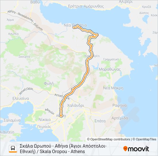 Χάρτης Γραμμής ΑΘΉΝΑ - ΔΉΛΕΣΙ / ATHENS - DILESI λεωφορείο