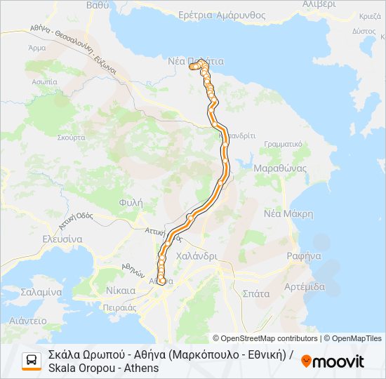 Χάρτης Γραμμής ΑΘΉΝΑ - ΔΉΛΕΣΙ / ATHENS - DILESI λεωφορείο