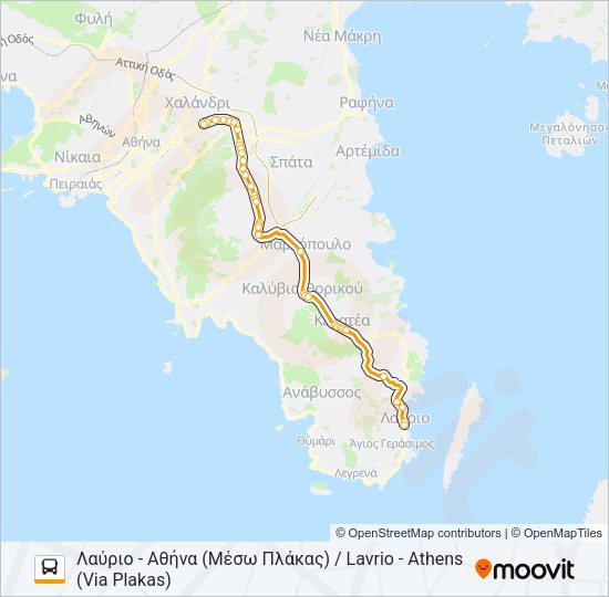 Χάρτης Γραμμής ΑΘΉΝΑ - ΛΑΎΡΙΟ / ATHENS - LAVRIO λεωφορείο