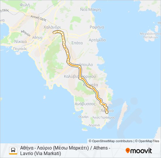 Χάρτης Γραμμής ΑΘΉΝΑ - ΛΑΎΡΙΟ / ATHENS - LAVRIO λεωφορείο