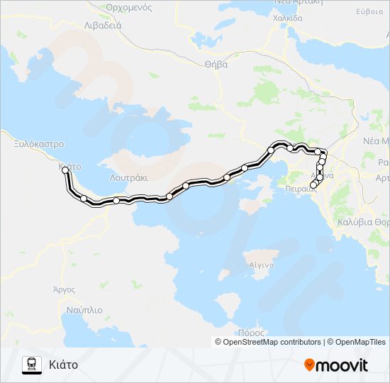 Χάρτης Γραμμής ΤΑΎΡΟΣ - ΚΙΆΤΟ προαστιακός