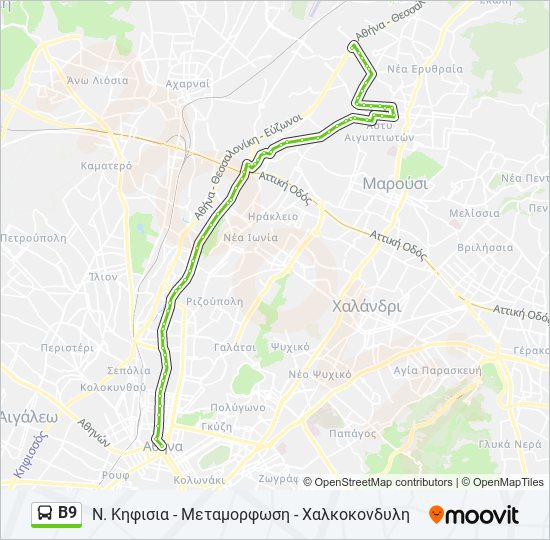 Β9 bus Line Map
