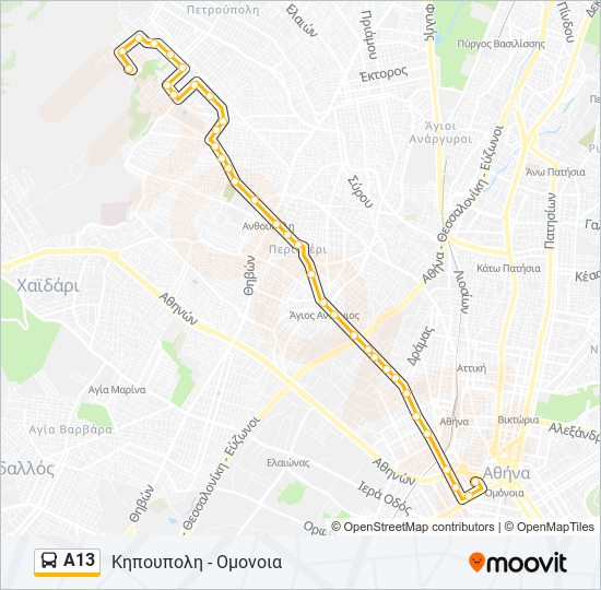 Α13 bus Line Map