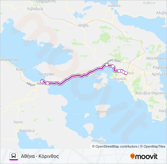 ΚΌΡΙΝΘΟΣ - ΑΘΉΝΑ Bus Line Map
