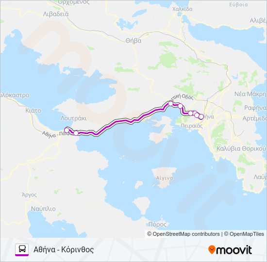 ΚΌΡΙΝΘΟΣ - ΑΘΉΝΑ bus Line Map