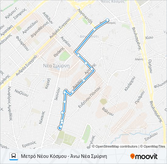 Χάρτης Γραμμής ΑΝΩ ΓΡΑΜΜΉ 1 λεωφορείο