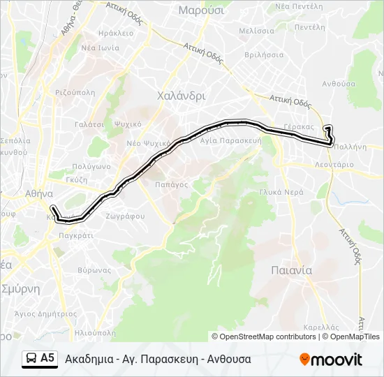 Α5 Bus Line Map