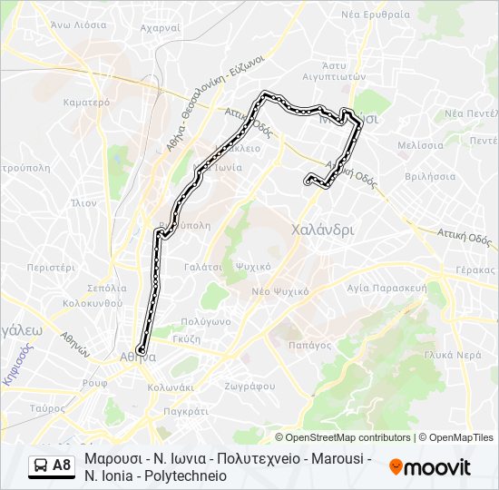 Α8 bus Line Map