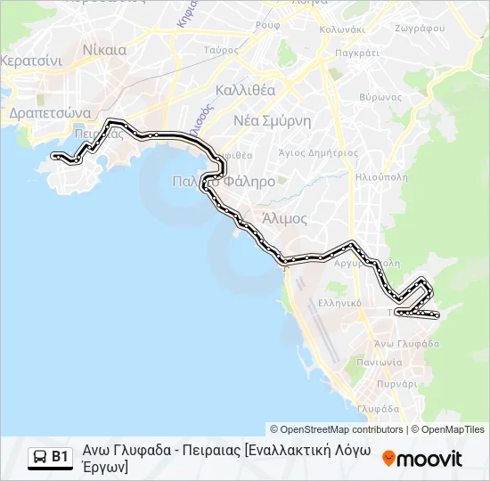 Β1 Bus Line Map