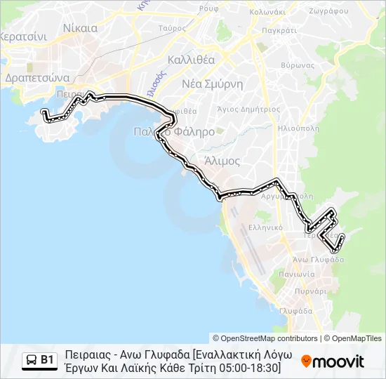 Β1 Bus Line Map