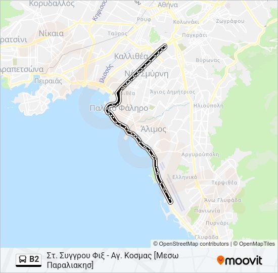 Χάρτης Γραμμής Β2 λεωφορείο