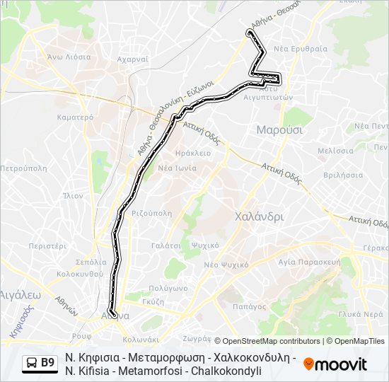 Β9 bus Line Map