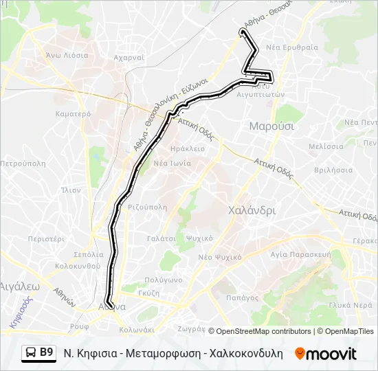 Β9 Bus Line Map