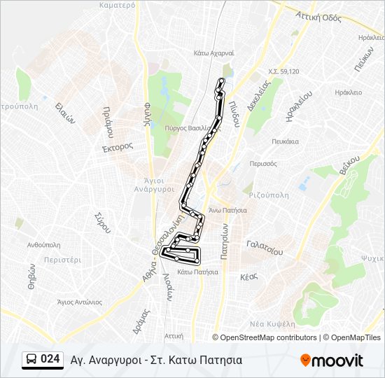 Χάρτης Γραμμής 024 λεωφορείο